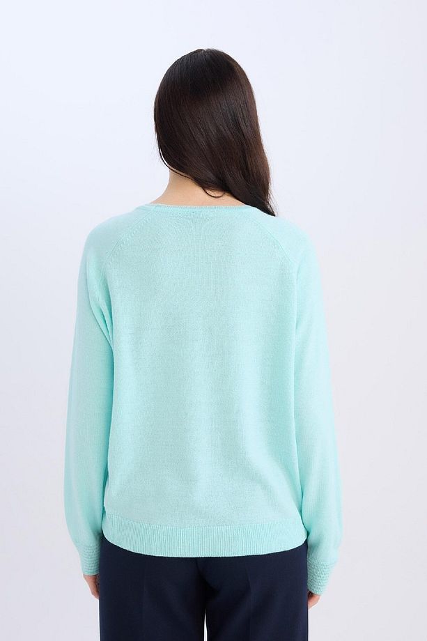 Regular Fit Bisiklet Yaka Simli Triko Kazak Tunik D1580ax24wn - 5