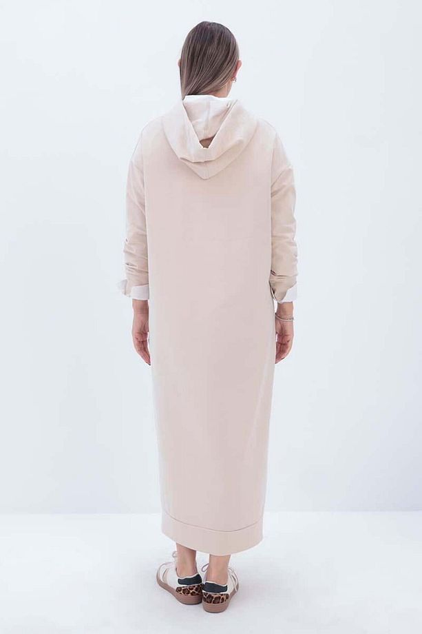 Taş-Kapüşonlu Örme Elbise - 4