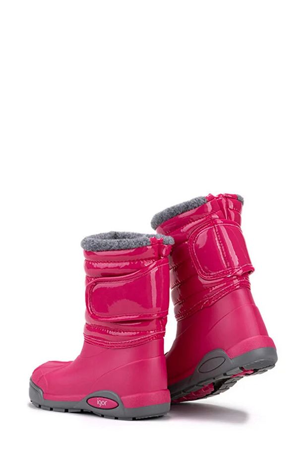 Topo Skı Charol Su Geçirmez Unisex Çocuk Kar Botu Fuşya - 3