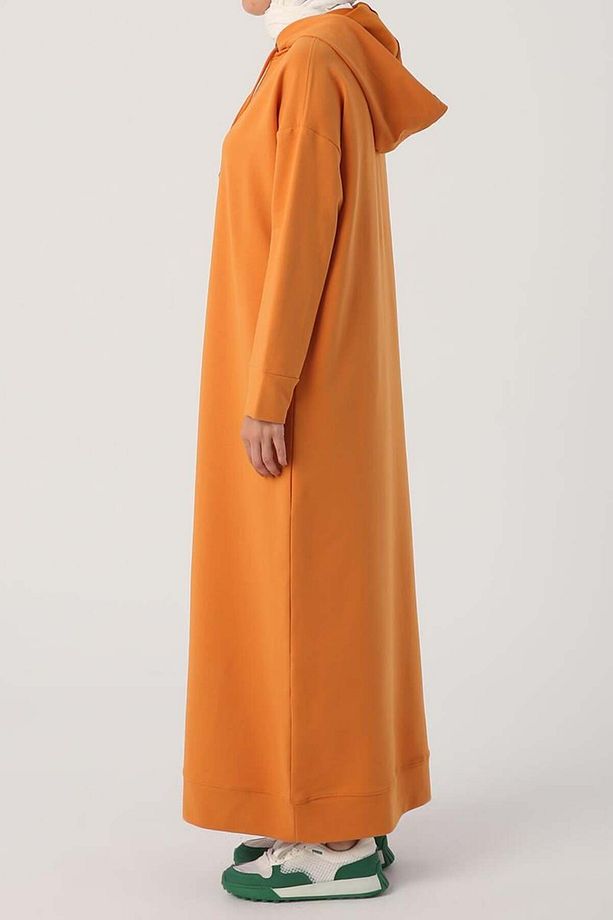 Soft Turuncu-Kapüşonlu Örme Elbise - 3