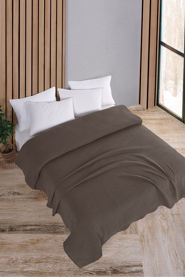 Pamuklu Akel Açık Kahve Çok Amaçlı Yatak Örtüsü Tek Kişilik- 160x230 Cm - 2