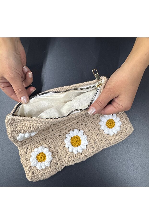 Örgü makyaj çantası - 2