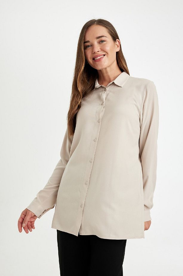 Regular Fit Basic Düz Düğmeli Uzun Kollu Gömlek D4230ax24au - 4