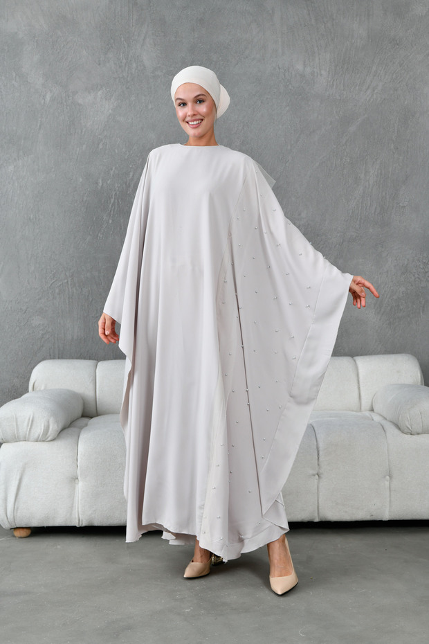 Garnili Inci Ve Tulle Detaylı Ferace