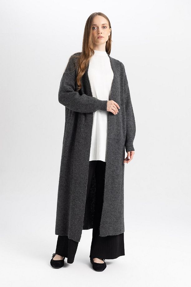 Regular Fit Basic Düz Uzun Triko Hırka D4367ax24wn - 3