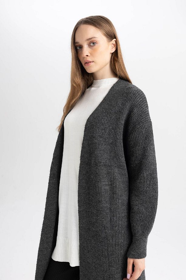 Regular Fit Basic Düz Uzun Triko Hırka D4367ax24wn - 4