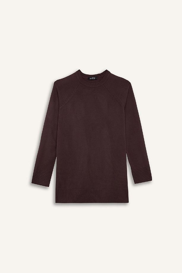 Regular Fit Bisiklet Yaka Basic Düz Triko Kazak Tunik C4474AX24AU - 7