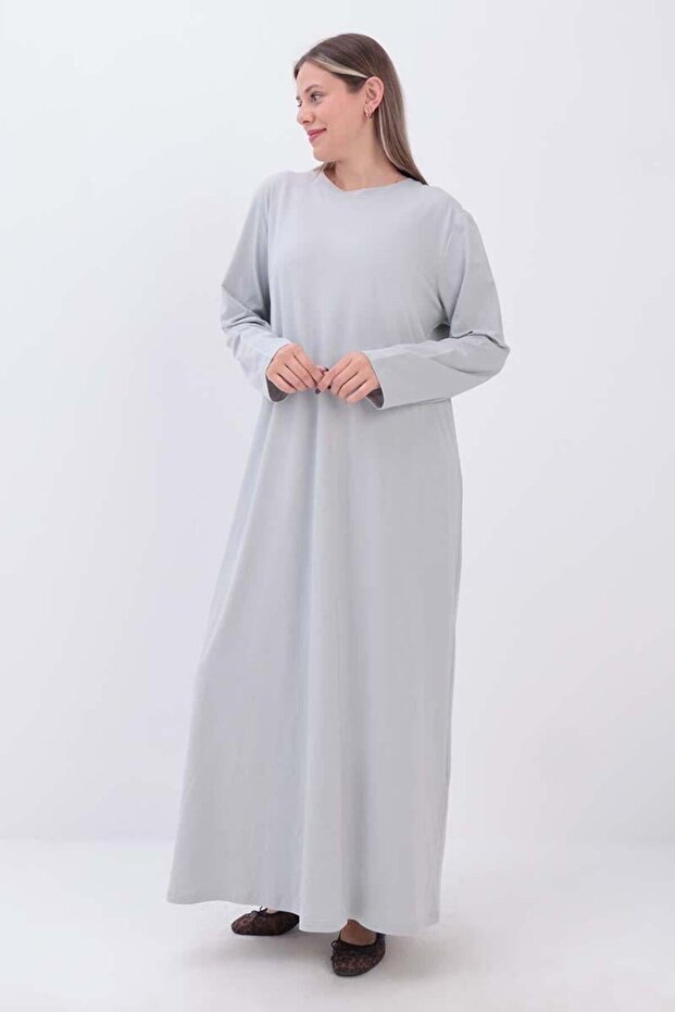 Gray-Long Sleeve Lingerie Dress