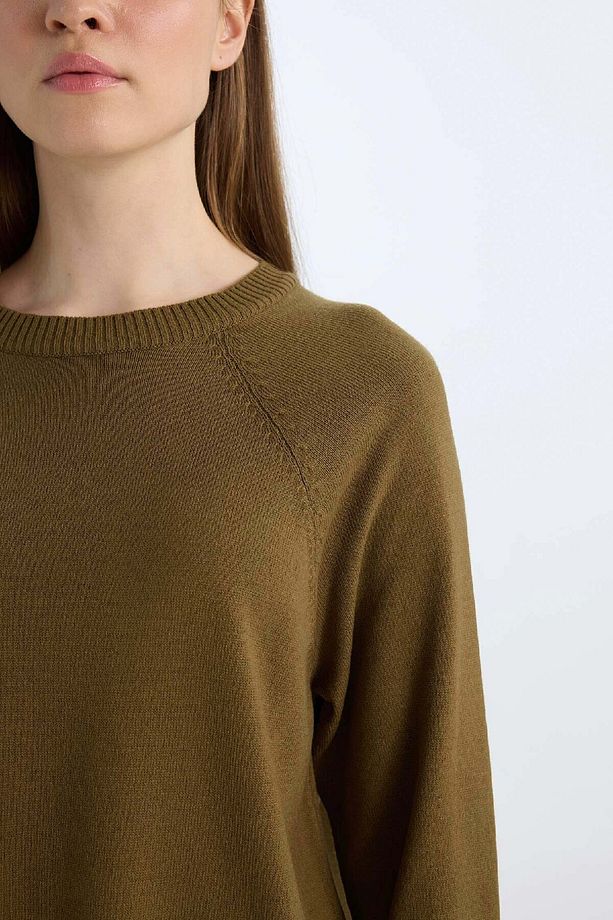 Regular Fit Bisiklet Yaka Basic Düz Triko Kazak Tunik C4474AX24AU - 6
