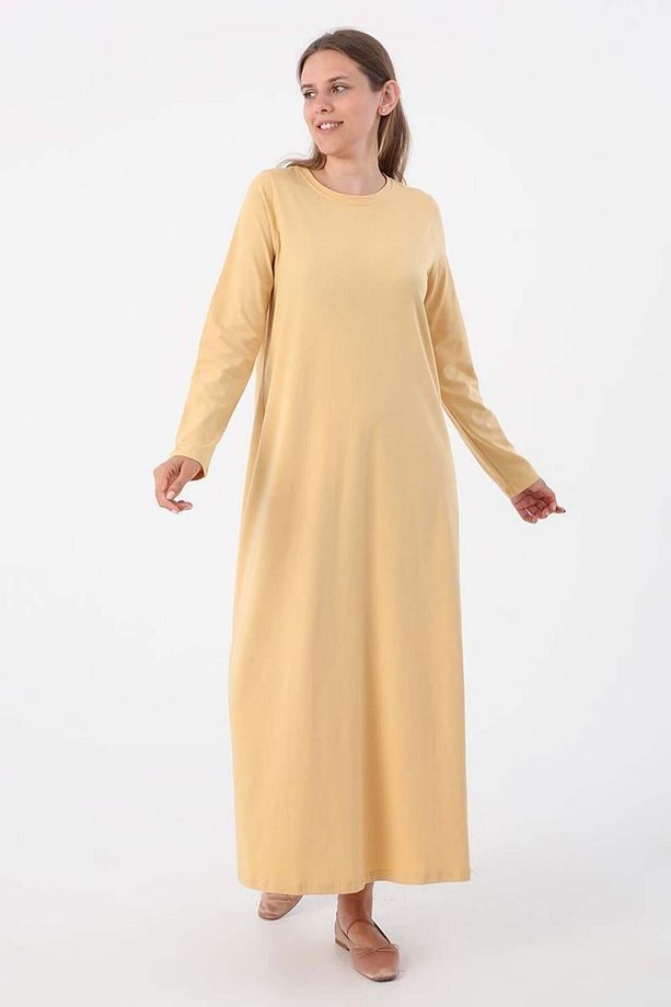 Sarı-Uzun Kollu İçlik Elbise - 1