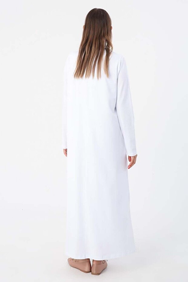 Rochie albă cu mânecă lungă - 4