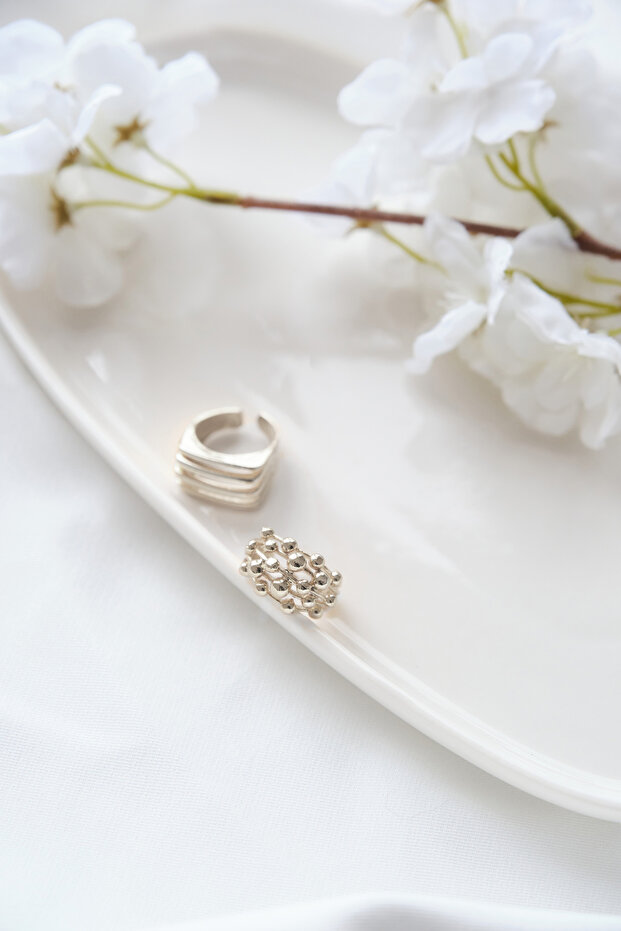 مجموعة خواتم فقاعية فضية اللون - 3