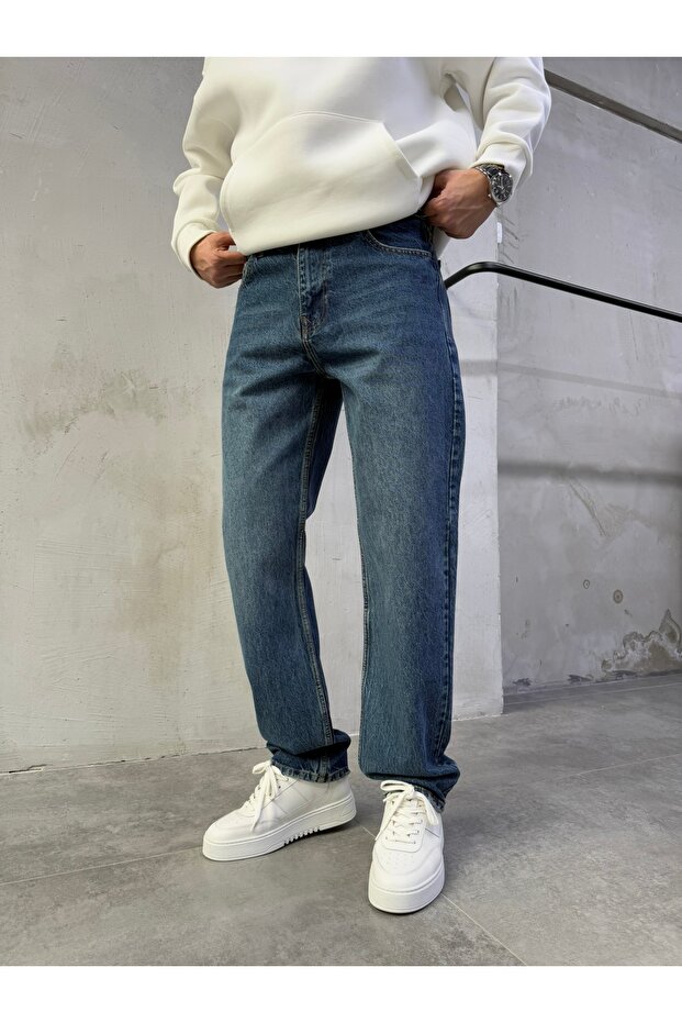 Baggy Basic Jean Pants A104-K12 Indigo Washed