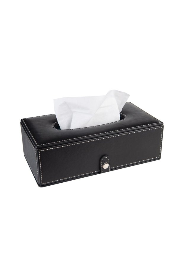 Artificial Leather Napkin Holder Tissue Box 13*24*6 Cm. Black