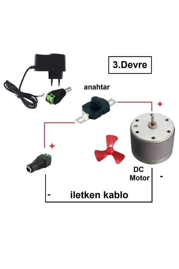 Kutulu 4 in 1 Basit Motor Deney Seti (4 Devre) - Öğrenci Elektrik Devresi - 4