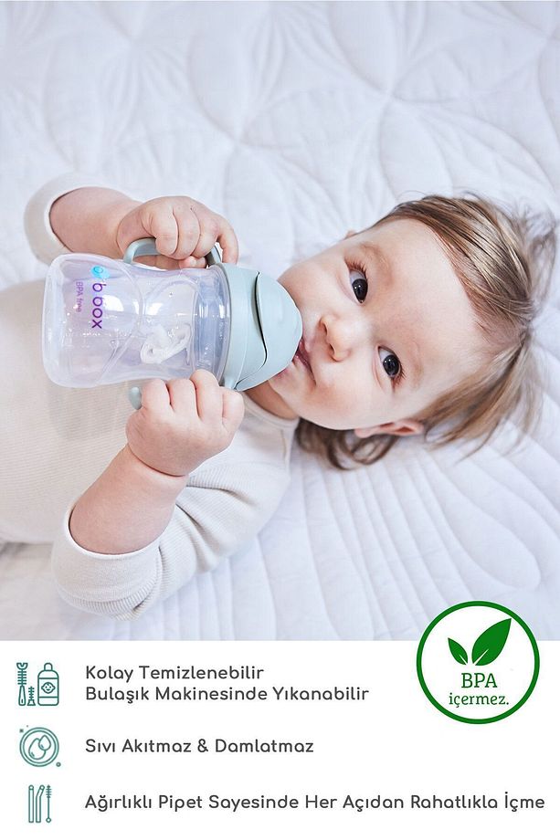 Tıklama Kilitli Uçlu Damlatmaz Pipetli Alıştırma Bardağı, Açık Sarı, 240 Ml, 6 Ay, 1 Adet - 2