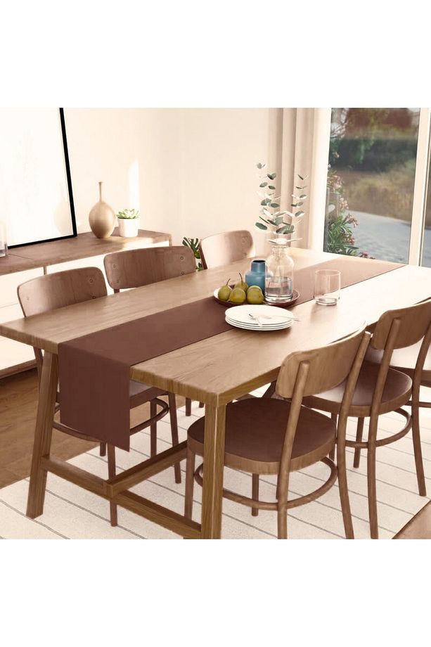 Kahverengi  Runner 40 x 140 cm Yumuşak Tuşeli ,Kadife Görünümlü, Bohem, İskandinav, Yılbaşı - 2
