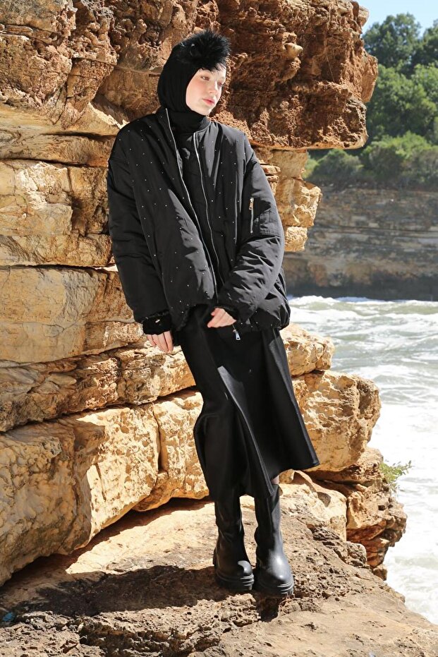 -Taşlı Bomber Ceket - 3