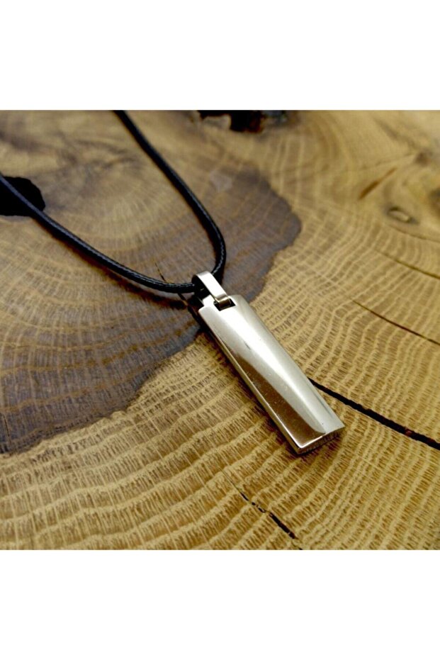 Ottoman Steel Bar Leather Necklace Men's Dklgmsdblok