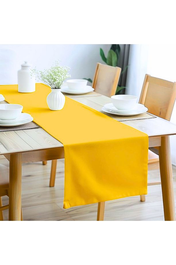 Sarı  Runner 40 x 140 cm Yumuşak Tuşeli ,Kadife Görünümlü, Bohem, İskandinav, Yılbaşı - 1