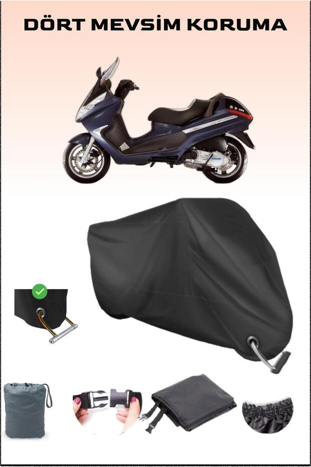 قفل أسود لدراجة نارية Piaggio X8 200 متوافق مع القماش المشمع، آمن، مقاوم للماء