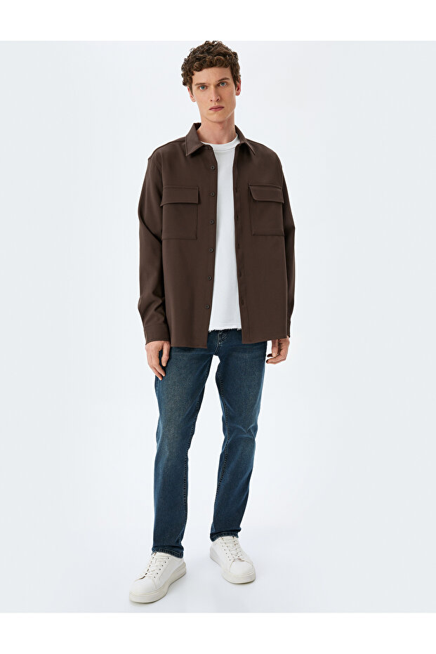 Straight Fit Pocket Detailed Cotton Jeans