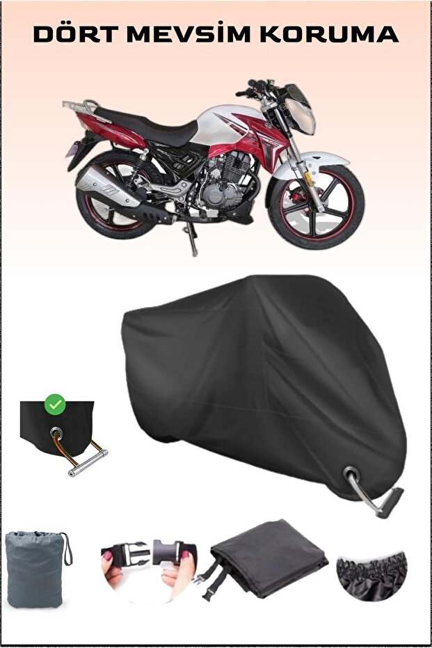 Black Arora Ar 185-16 Lock Compatible Motorcycle Tarpaulin for Storm, Safe, Waterproof