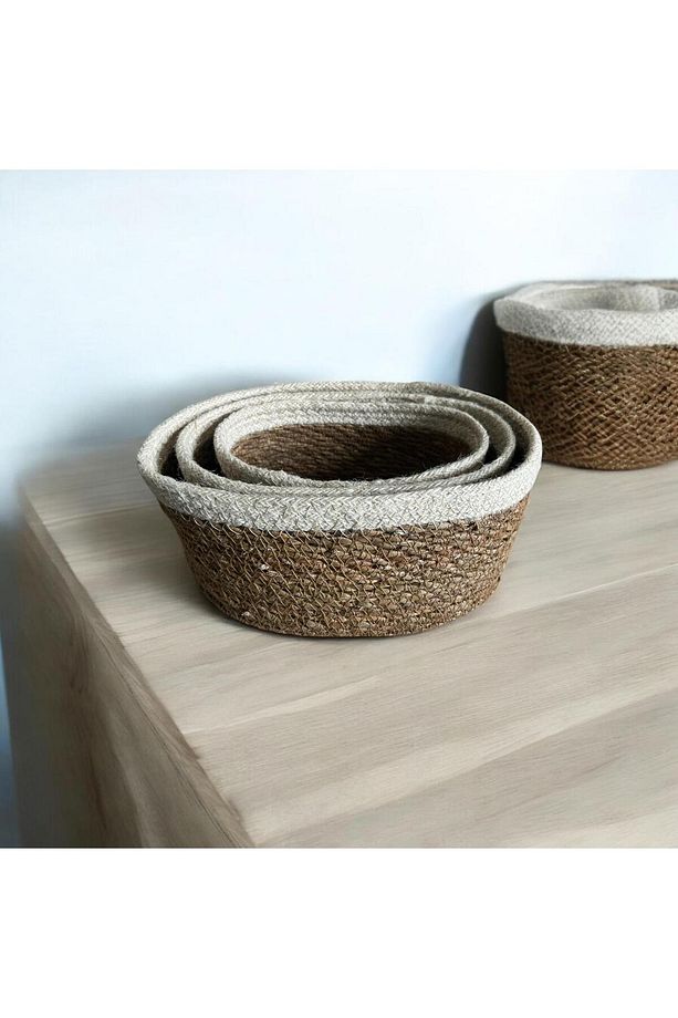 EKMEK SEPETİ HASIR EKRU OVAL ÜÇ'LÜ SET - 3