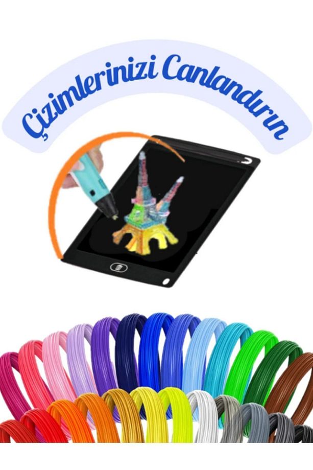 3d Kalem 3d Pen Üç Boyutlu Yazıcı Kalem Ve Grafik Yazı Tableti Mavi (50 METRE FİLAMENT VE USB KABLO) - 5
