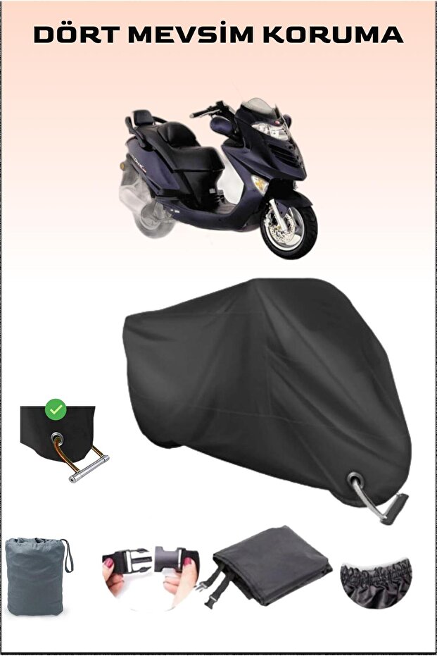 Black Lock Compatible Motorcycle Tarpaulin for Kymco Grand Dink 150, Safe, Waterproof