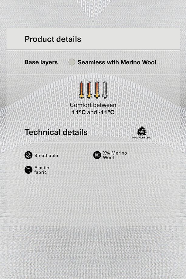 Merinos yünü karışımlı seamless performance base layers tişört - 2