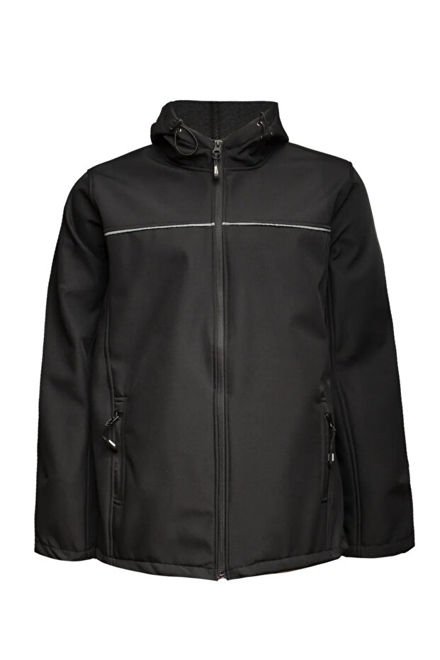 Softshell Kapşonlu Mont - 1