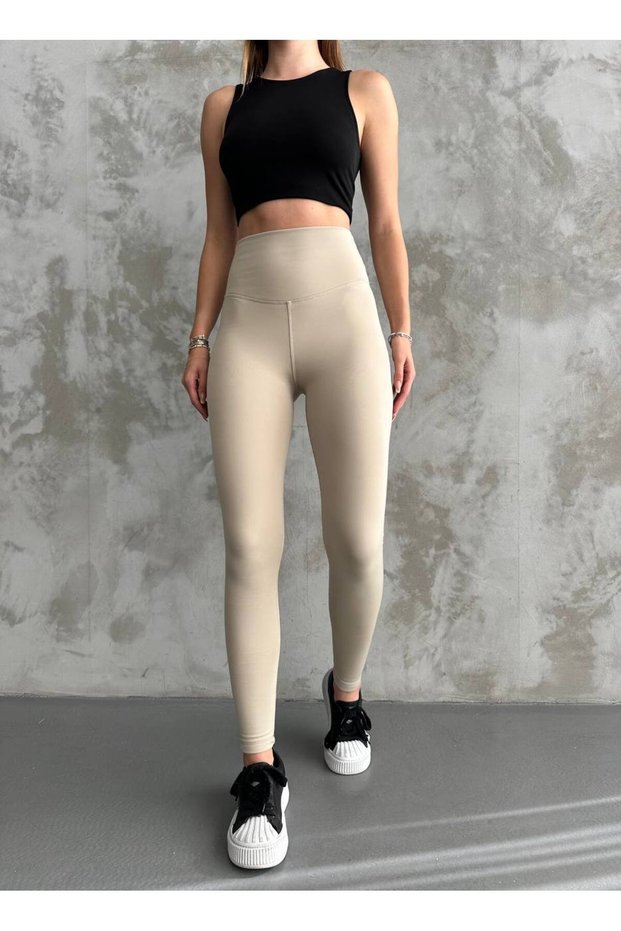 Women's High Waist Diving Fabric Raised Leggings