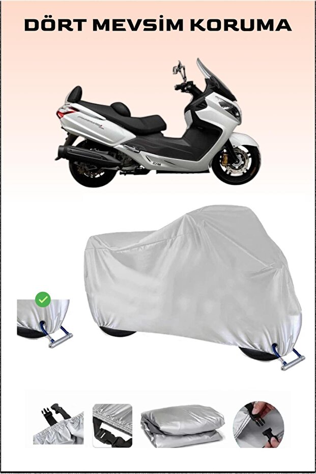 SYM Maxi 400i - مشمع دراجة نارية آمن ومقاوم للماء متوافق مع القفل