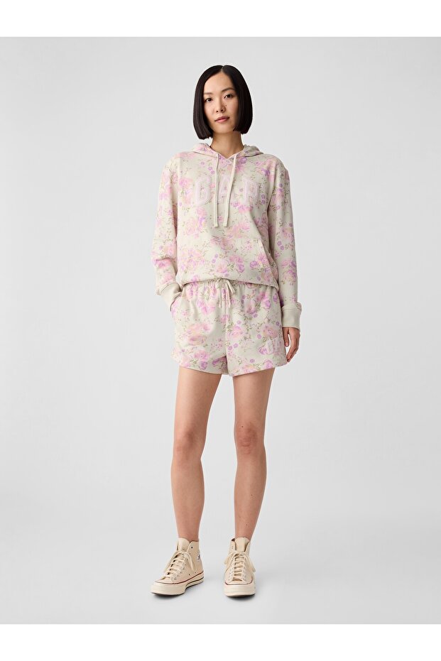 Kadın Çok Renkli Logo Fransız Havlu Kumaş Şort - 1