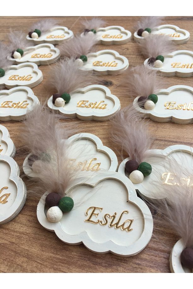 Kapı Süsü Ledli Bubble Ayıcıklı Ahşap Bulut Pano, Kişiye Özel Kapı Süsü, Magnet, Yastık Seti - 2