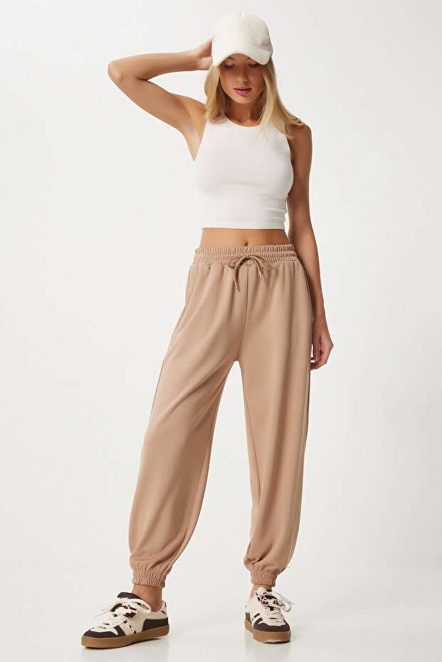 Women's Cream Modal Blend Jogger Sweatpants En00617