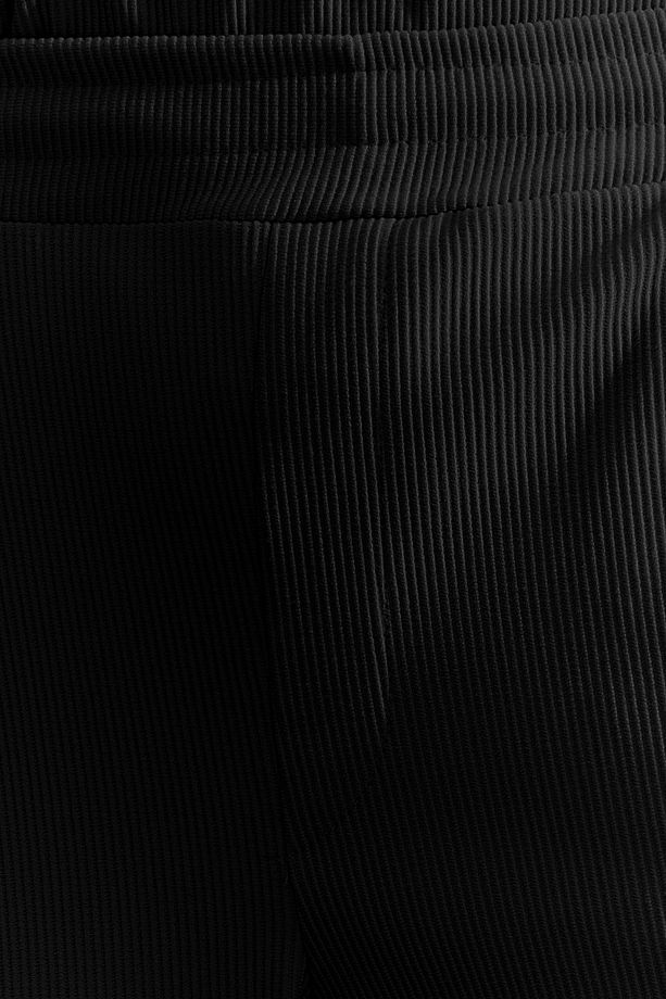 Limited Edition Siyah Straight Fit Dokulu Gizli Kordonlu Tek Parça Eşofman Altı TMNSS23EA00013 - 7