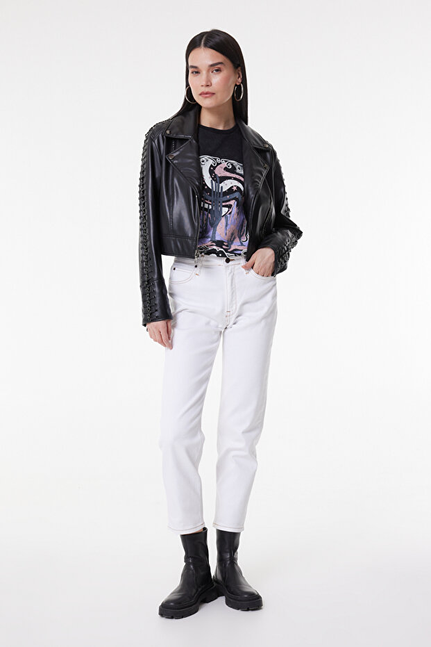 Carol Straight Fit Straight Cut High Waist White Stretchy Jean Jeans