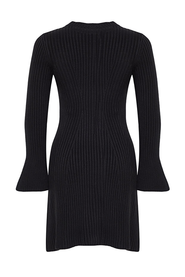 Siyah Mini Triko A-Line Formda Elbise TWOAW25EL00030 - 7