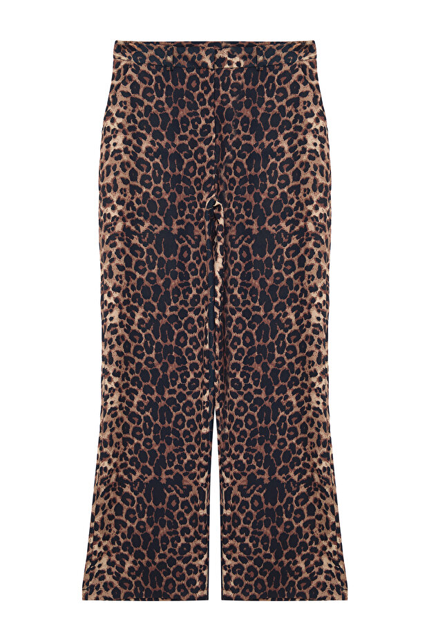 Kahverengi Leopar Desenli Straigth/Düz Kesim Dokuma Kumaş Pantolon TWOAW25PL00030 - 8