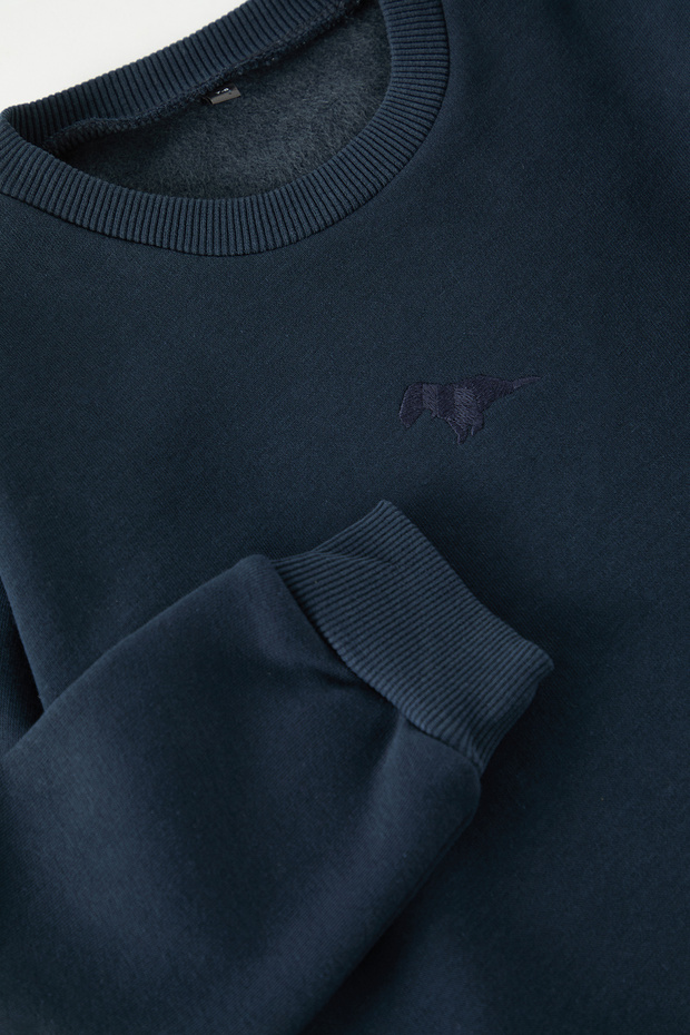 Lacivert Erkek Çocuk Düz Örme Mini Me Sweatshirt TKDAW25SW00119 - 2