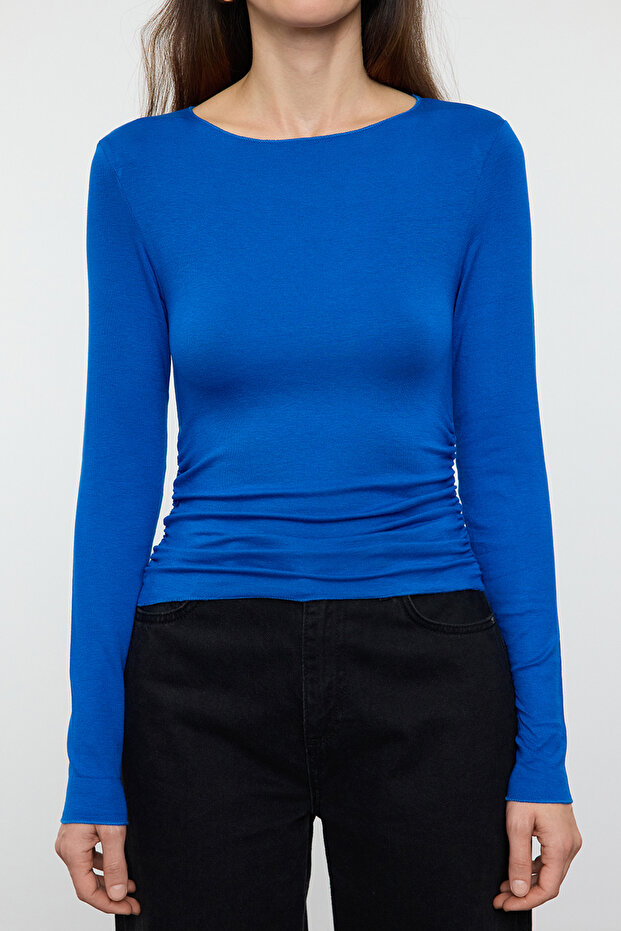 Saks Saks Fitted/Vücuda Oturan Büzgü/Drape Detaylı Esnek Örme Bluz TWOAW25BZ00225 - 3