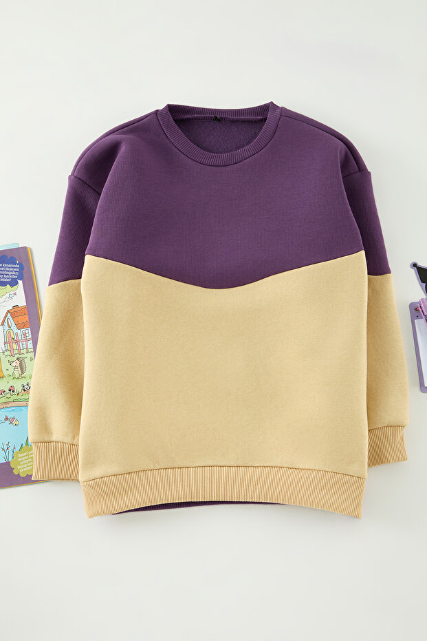 Mor Erkek Çocuk Düz Örme Mini Me Sweatshirt TKDAW25SW00123 - 1