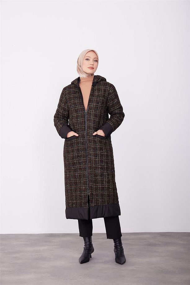 Tüvit Ve Kapitone Mixli Kaban 23k7223 Camel - 1