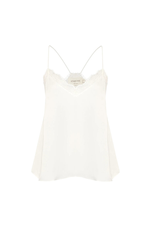 Askılı ve Dantelli Viskon Bluz Modeli - 5