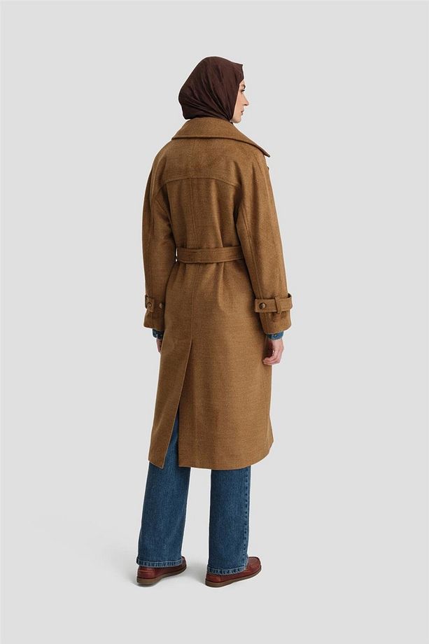 Kruvaze Oversıze Kaban 24kh7614 Camel - 4