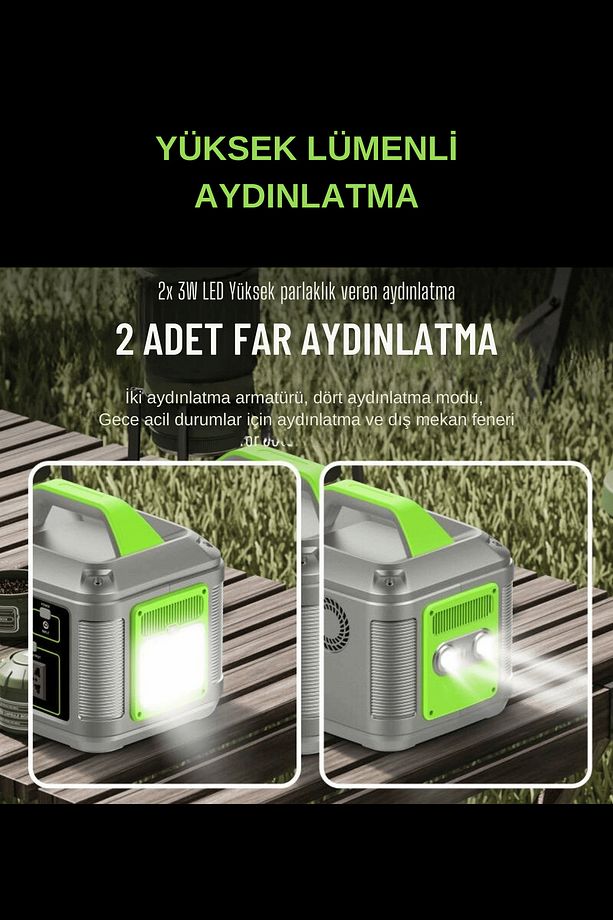 128.000 mAh 600W Güçlü Hafif Güç Kaynağı Taşınabilir Kamp ve Doğa İçin İdeal - 6
