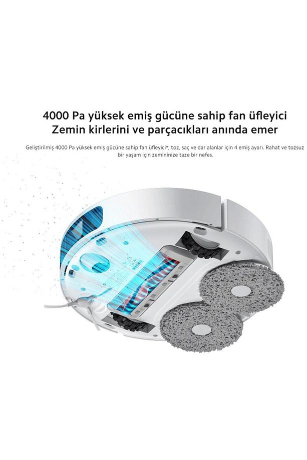 Akıllı İos-Android Wi?-fi? Bağlantı I?stasyonlu Çift Döner Paspaslı 4000pa Kontrol Robot Süpürge - 4