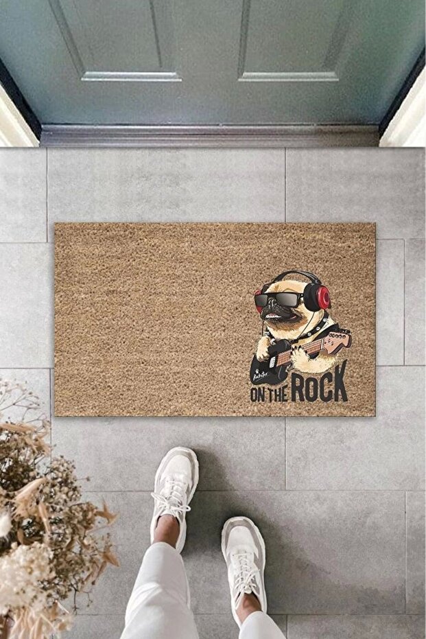 1Defnada Digital Printing Brown on the Rock Dog Decorative Door Mat K-2040